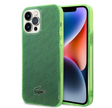 Lacoste Hard Case IML Double Layer & Dyed Bumper Signature Pattern - iPhone 14 Pro Max - Green