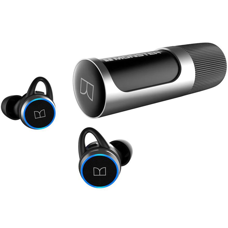 Monster Clarity 101 AirLinks Wireless Earbuds, Bluetooth Version 5.0, Type-C Charging Port, 360° Rotatable Charging Case, Touch Control, 60 Hours Battery Life - Black