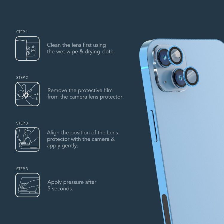 LEVELO واقي عدسة Lucent Duo متوافق مع آيفون 13 ميني و13 (قطعتين)، صلابة 9H، خالي من الفقاعات، نحيف للغاية وتغطية كاملة، واقي عدسة الكاميرا، مقاوم للخدش - أزرق