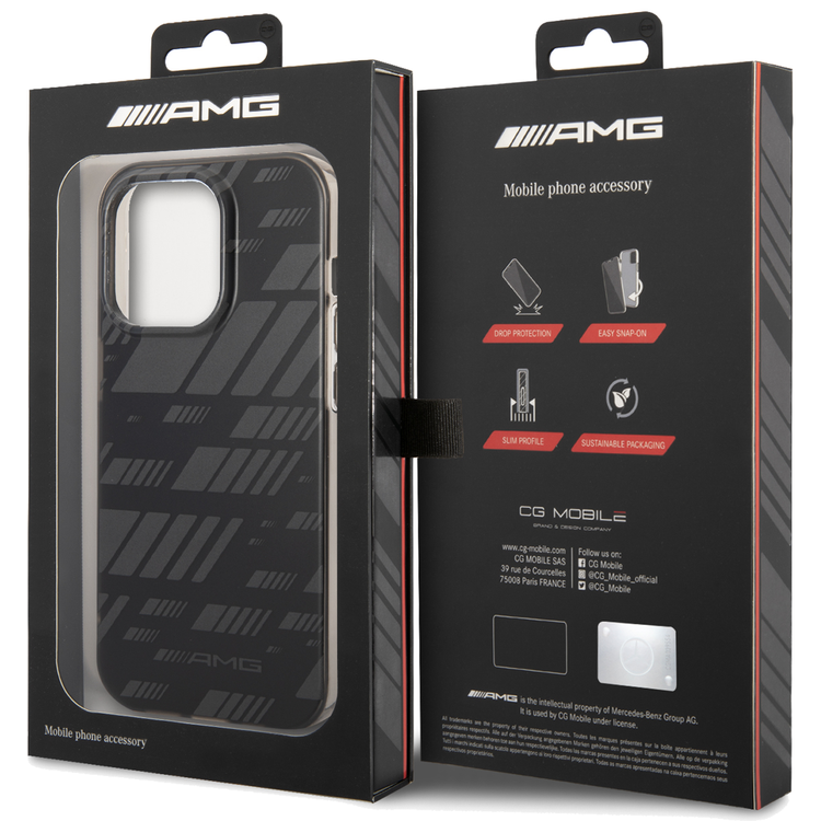 AMG Frosted PC Case - Expressive Graphic, Bumper Protection iPhone 14 Pro Compatibility - Black