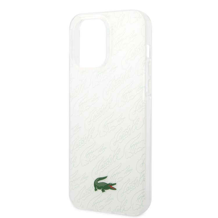 Lacoste Hard Case IML Double Layer & Dyed Bumper Signature Pattern - iPhone 14 Pro Max - White