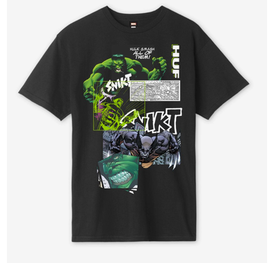 تي شيرت HUF Marvel Smash Up بأكمام قصيرة - أسود - م