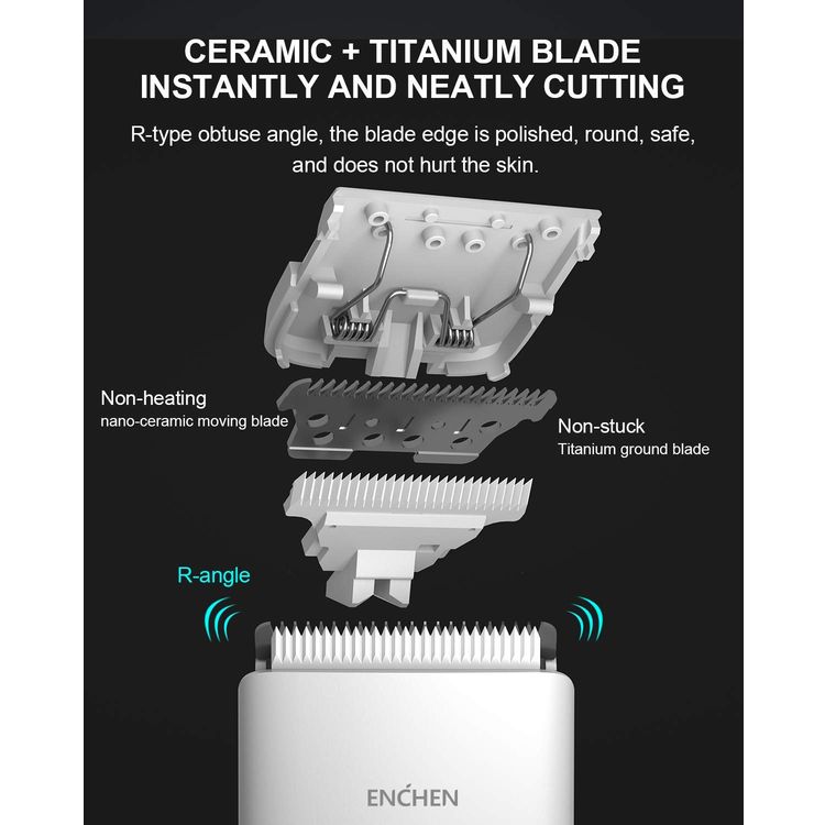 Xiaomi Mi Smart Remote Control 691024 Enchen Boost USB Electric Hair Clipper Two Speed Ceramic Cutter Fast Charging Hair Trimmer Children Hair Clipper - White