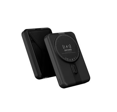 بورودو بنك طاقة ماجسيف رقمي بسعة 10000 مللي أمبير مع حامل بقوة 20 واط PD، نوع-C، USB-A، شحن لاسلكي 15 واط، تثبيت مغناطيسي قوي - أسود