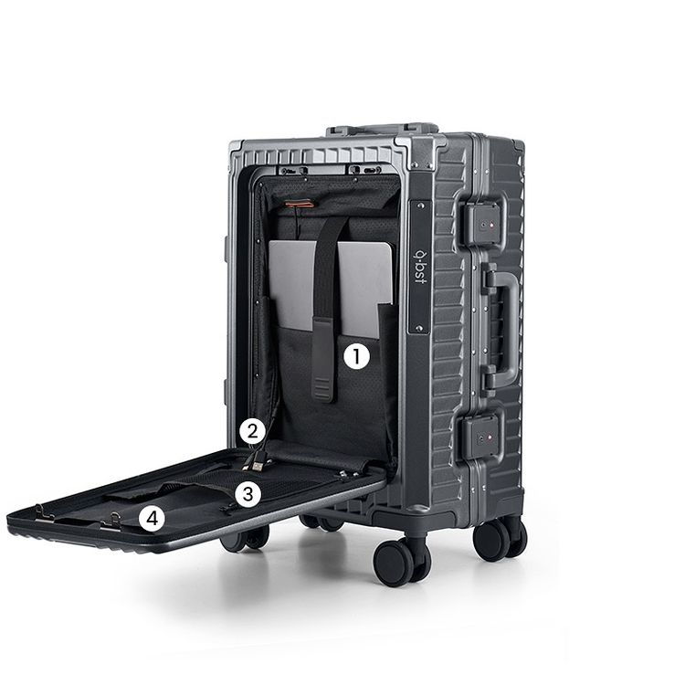 Levelo RoamRollers Travel Luggage with Aluminum Body, Medium - Grey