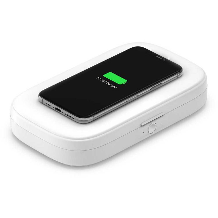 شاحن لاسلكي Belkin BOOST CHARGE™ بقدرة 10 واط مع مطهر للأشعة فوق البنفسجية - أبيض_x000D_