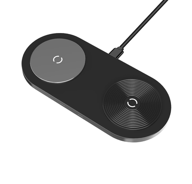 Powerology Dual Wireless Powerpad 15W Charger, Charge 2 Devices - Black