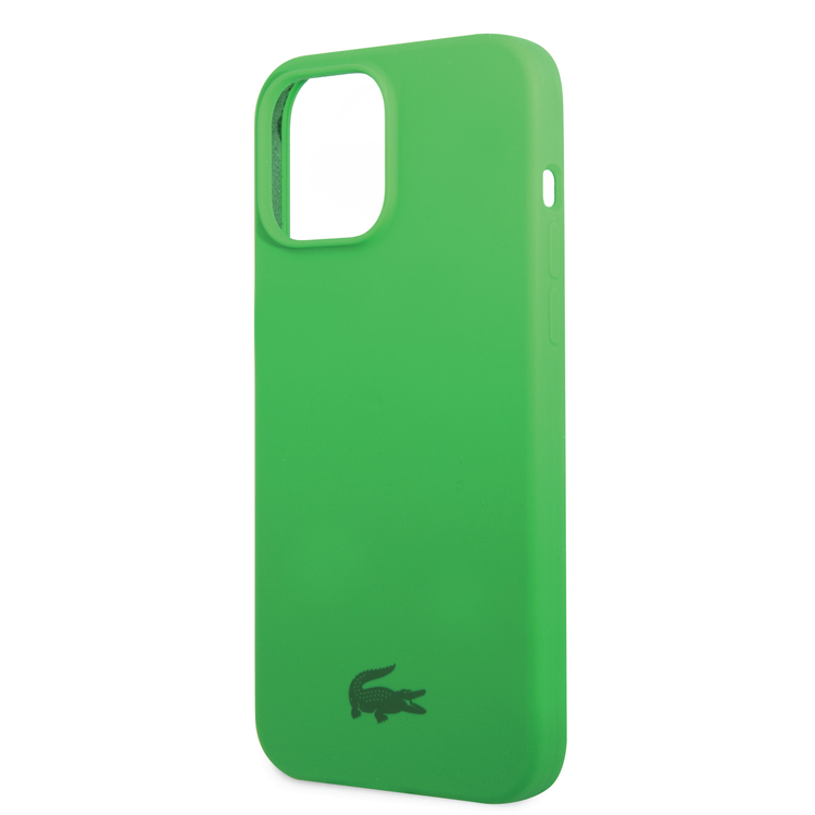 Lacoste Hard Case Liquid Silicone / Microfiber Glossy Printing Logo Compatible with iPhone 14 Pro - Green