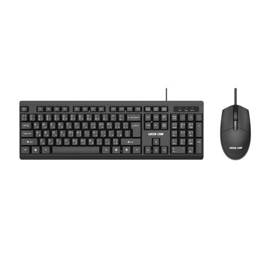 Green Lion GKM-100 Wired Keyboard and Mouse, Wide Compatibility, Durable Material, 1.5m Flexible Wire, Non-slip Base - Black