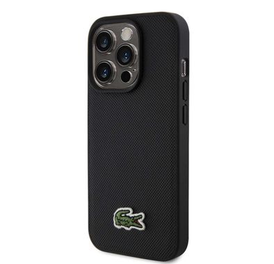 Lacoste HC MagSafe Iconic Petit Pique PU Woven Logo for iPhone 15 Series - Black - iPhone 15 Pro