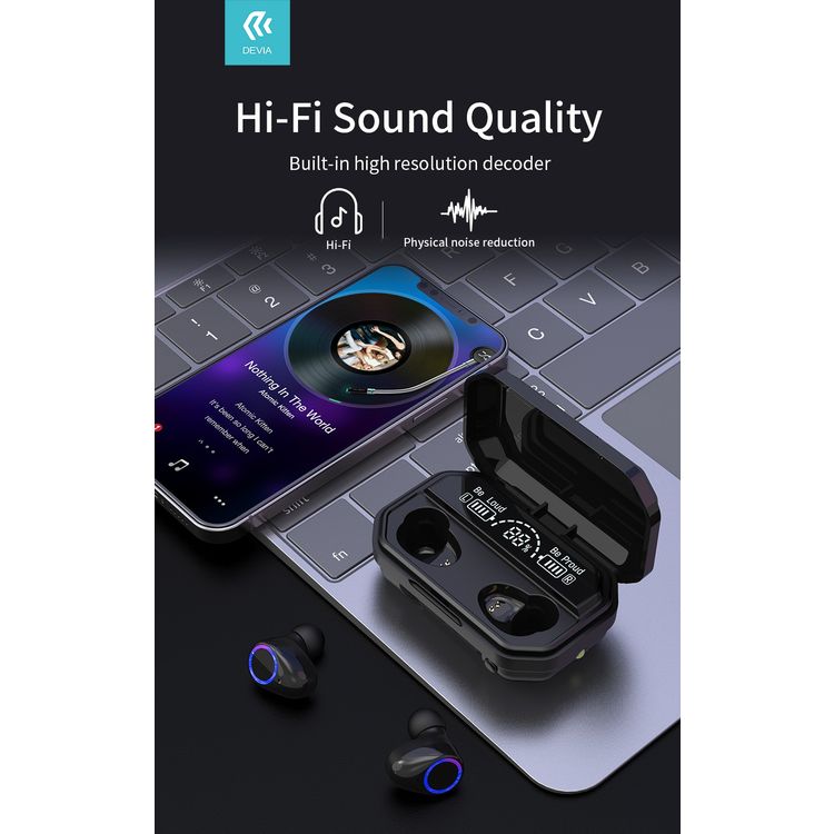 Devia Kintone Series Joy A12 Ultra Long Standby TWS Wireless Earphone - Black