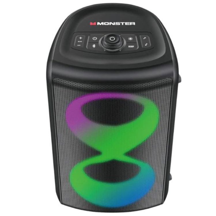 Monster Cycle Speaker with 2 Mics, Bluetooth Version 5.3, IPX4 Water Resistant, Up to 4 Hours Working Time, RGB Color Lighting Effects - Black