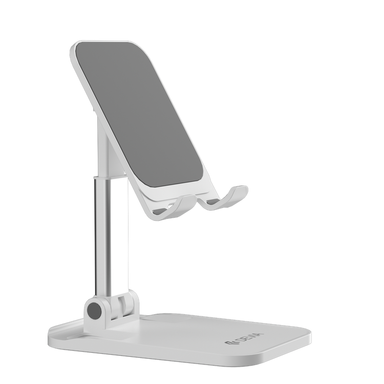 Devia Desktop Folding Stand For Phone, Anti-Slip Design, Safe & Secured, Portable Stand for Smartphones  Bedside, Office, Kitchen Table - White