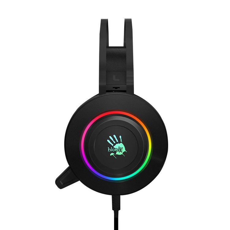 سماعة الألعاب بلودي G521 فيرتشوال 7.1 صوت محيطي مع ميكروفون إلغاء الضوضاء متعدد الاتجاهات ، طوق رأس من الجلد الناعم للضبط التلقائي - أسود