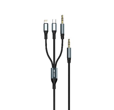 Green Lion 3 In 1 AUX Cable (1.2m) - Black