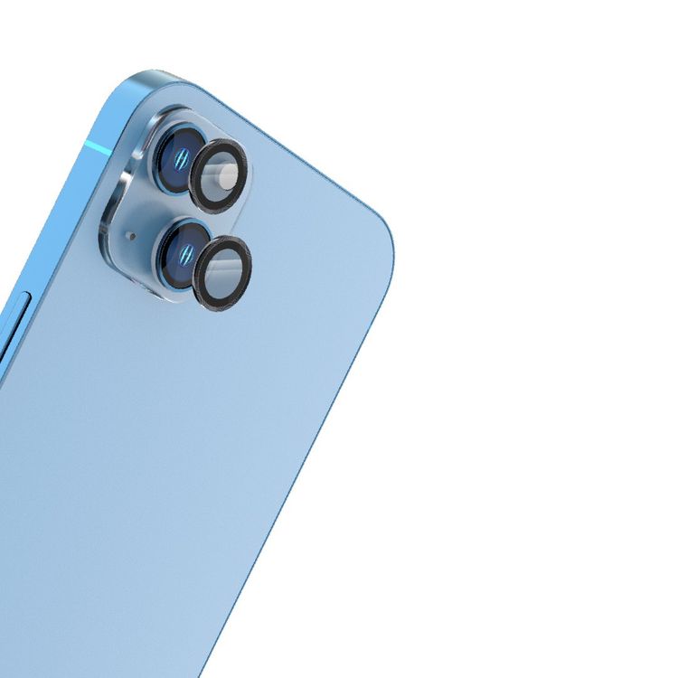 واقي عدسة لوسينت ديو من LEVELO متوافق مع آيفون 13 ميني و13 (قطعتين)، صلابة 9H، خالٍ من الفقاعات، رقيق للغاية وذو تغطية كاملة، واقي عدسة الكاميرا، مضاد للخدش - أسود