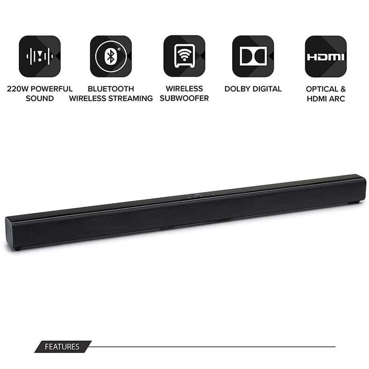 JBL Cinema SB160 2.1 Channel Soundbar with Wireless Subwoofer, 220W Power Output, Built-in Dolby Digital, Wireless Bluetooth Streaming, One Cable Connection with HDMI ARC Black