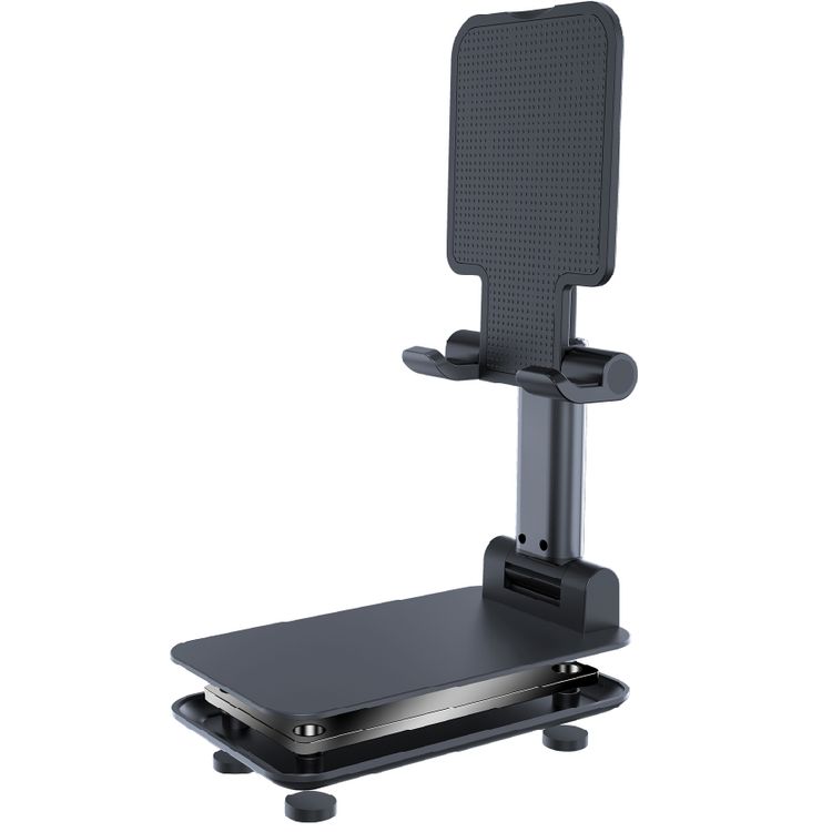 Devia Desktop Tablet Phone Stand, Adjustable, Lazy Stand, Anti-Slip Design, Safe & Secured, Portable Stand for Smartphones, Tablet, etc., Bedside, Office, Kitchen Table - Black