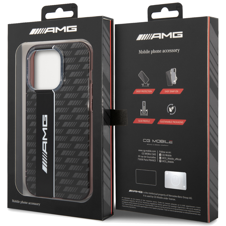 AMG Transparent Double Layer Case with Carbon Pattern II Anti-Explosion/Crystal Case iPhone 14 Pro Max Compatibility - Black