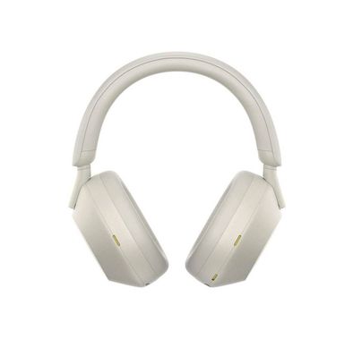 سماعة رأس سوني بتقنية إلغاء الضوضاء، مصنوعة من مادة إسفنج الذاكرة المصنوعة من الجلد الصناعي، عمر بطارية 30 ساعة، وقت شحن 3.5 ساعة، إلغاء الضوضاء، متوافقة مع Android وiOS - فضي