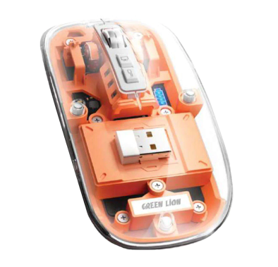 Green Lion Transparent Mouse 2400DPI 400mAh - Orange