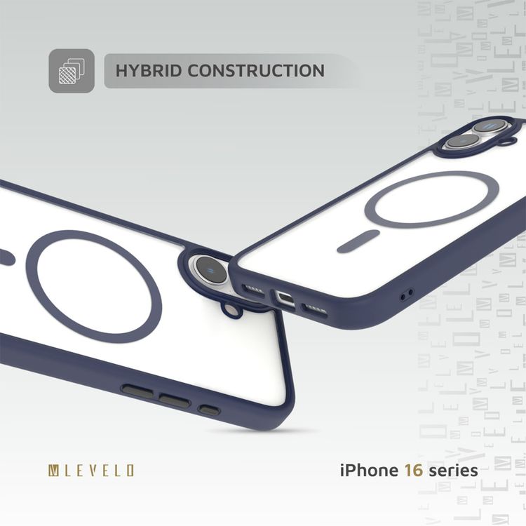Levelo MagSafe Solo Case for iPhone 16 Plus, Clearview Technology, 3H Scratch Resistance, Hybrid Construction - Deep Blue
