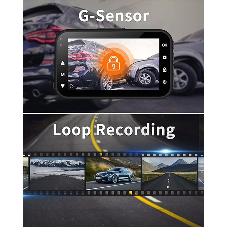 كاميرا ThiEYE مزدوجة للوحة القيادة أمامية وخلفية، شاشة IPS مقاس 3 بوصات بدقة 1080 بكسل، زاوية عريضة 170 درجة، تسجيل متكرر، نطاق ديناميكي واسع، رؤية ليلية، مستشعر جاذبية
