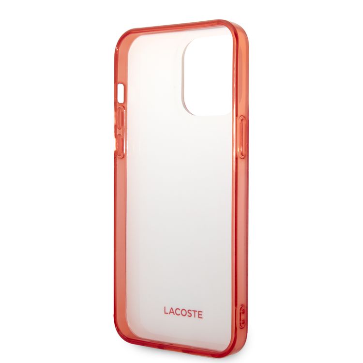 Lacoste Hard Case IML Double Layer & Dyed Bumper Signature Pattern - iPhone 14 Pro Max - Red