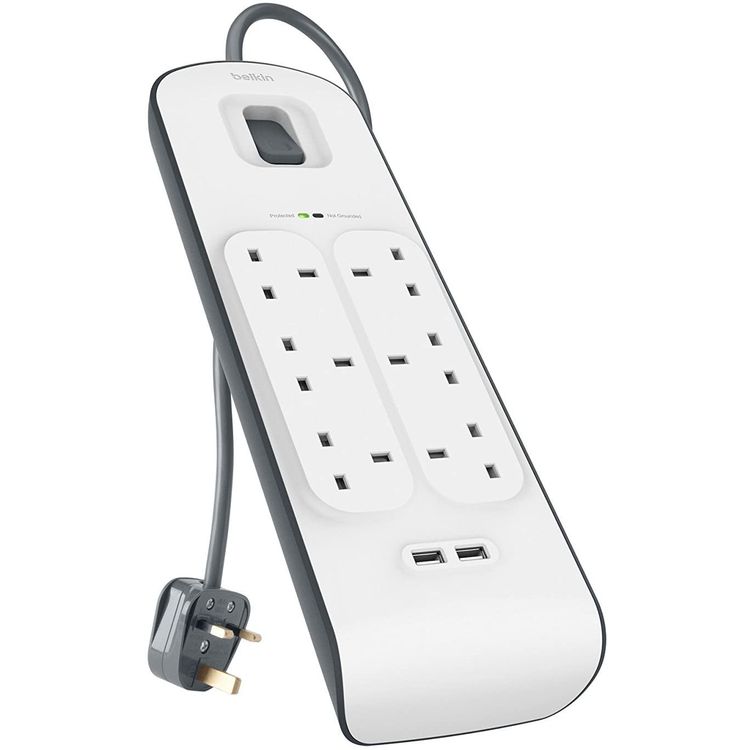 Extension Power Socket Belkin BSV604AF2M 6-Way Electrical Extension-White