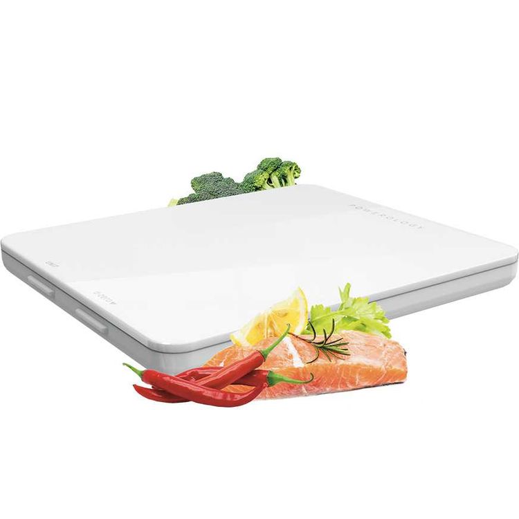 ميزان طعام وتغذية ذكي من Powerology متوافق مع تطبيق iOS و Android - رفيق النظام الغذائي العملي - ميزان مطبخ رقمي للكيتو / الماكرو / السعرات الحرارية / فقدان الوزن - أبيض