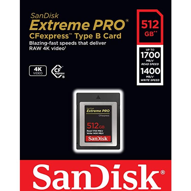SanDisk 512GB Extreme PRO CFexpress Card Type B - SDCFE-512G-GN4IN - Black