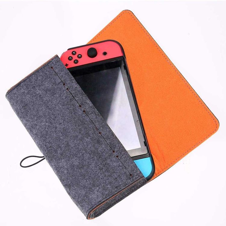 AhaStyle Carrying Case Compatible for Nintendo Switch, Portable Travel Carrying Bag Ultra Slim Professional Protective Felt Bag with 5 Game Cartridges Holders, Perfect Storage