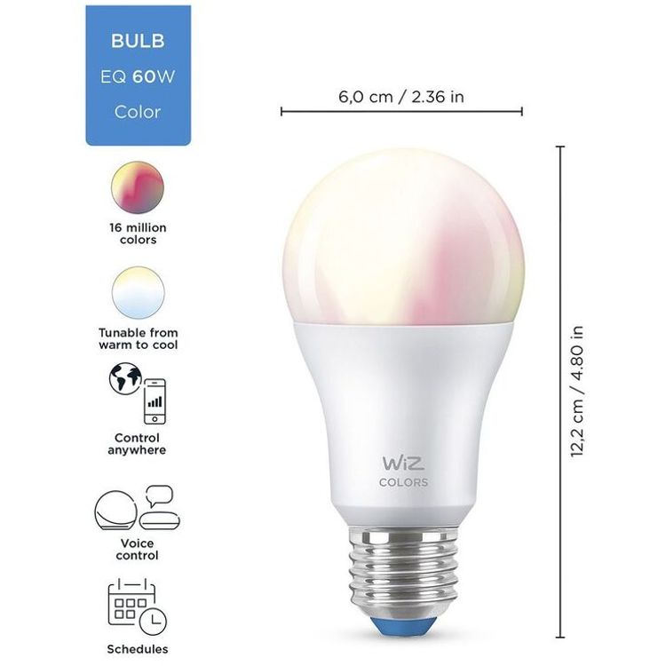 Google Chromecast مع Google TV (إصدار HD) مع جهاز التحكم عن بعد الصوتي - Snow + Wiz Color/لمبة ذكية بيضاء قابلة للضبط A60 - أبيض