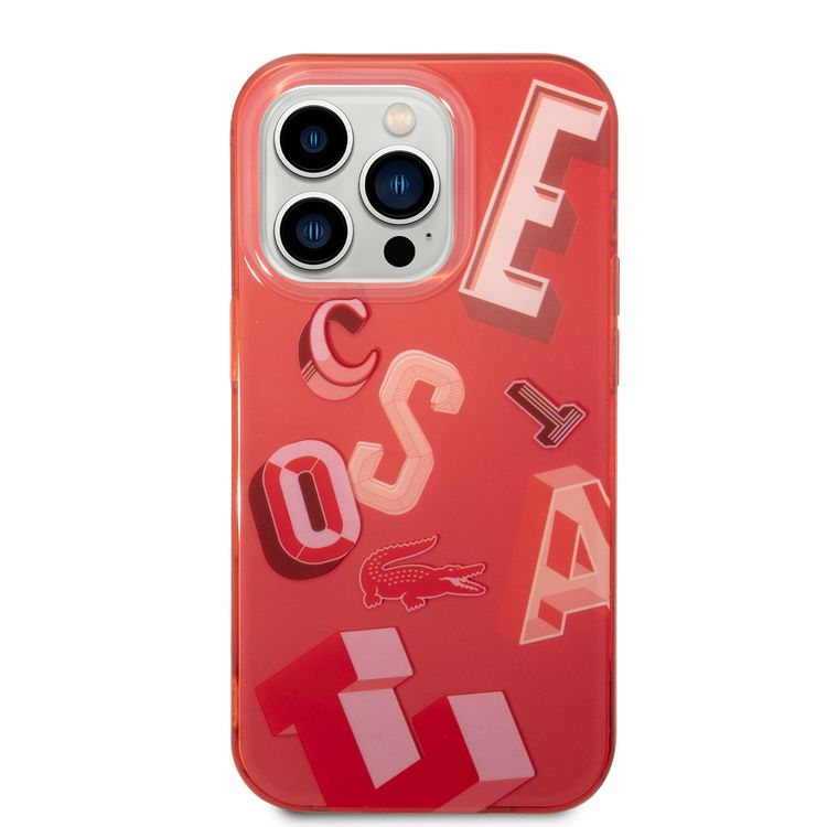 Lacoste Hard Case IML Double Layer & Dyed Bumper Lettrines Compatible with iPhone 14 Pro - Red