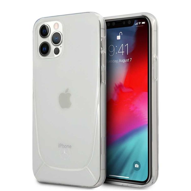 CG Mobile Mercedes-Benz Transparent Case Embossed 1 Compatible for iPhone 12 / 12 Pro (6.1") Shock & Scratch Resistant, Easy Access to All Ports, Drop Protection Back Cover Suitable with Wireless Chargers Officially Licensed - Clear
