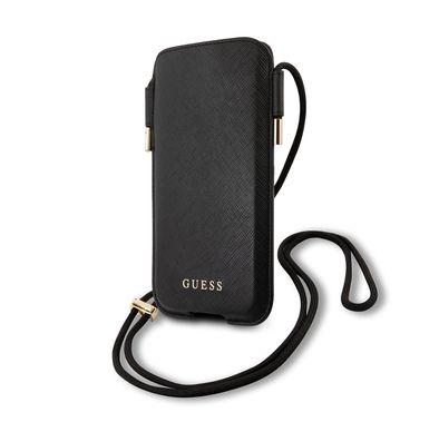 سي جي موبايل جيس سافيانو جراب كلاسيكي متقاطع للجسم مع حبل متوافق مع ايفون 12 برو ماكس (6.7 بوصات) عقد مضاد للسقوط وحزام حبل رقبة قابل للتعديل مرخص رسميًا - أسود