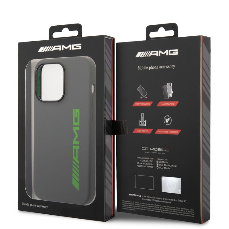 AMG Liquid Silicone Case with Colorful AMG Logo Bumper ProtectioniPhone 14 Pro Max Compatibility - Green