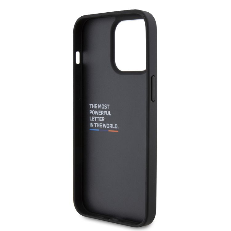 BMW M PU Leather Case with Hot Stamp Tricolor Pattern for iPhone 15 Pro Max