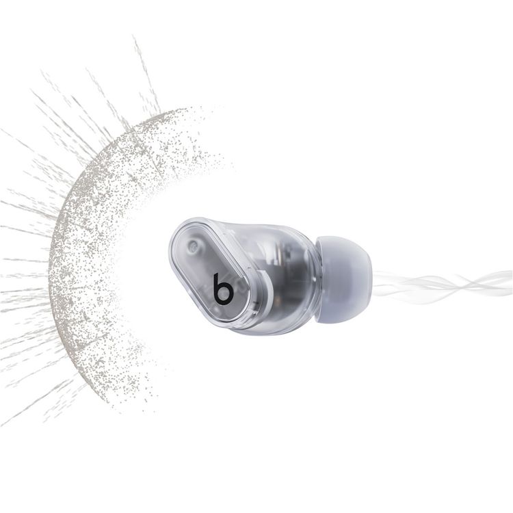 Beats Studio Buds with Dual Beamforming Microphones, Up to 1.6x more Active Noise Cancelling, Up to 36 Hours Playtime with Charging Case, 3x Larger Microphones for Crisp, Clear Calls, 8.2mm Driver Size, Lightweight - Transparent