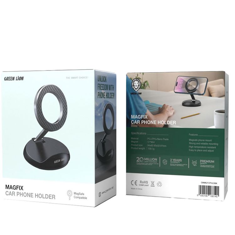 Green Lion Magfix Car Phone Holder, Flexible Design, Secure & Stable, Powerful Magnet - Black