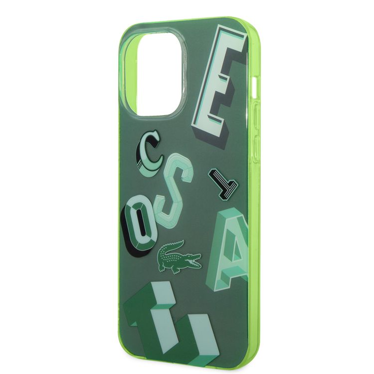 Lacoste Hard Case IML Double Layer & Dyed Bumper Lettrines Compatible with iPhone 14 Pro Max - Green