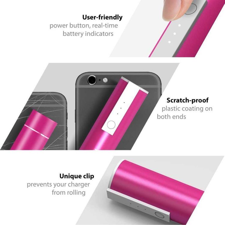 RAVPower 3350mAh Luster Portable Charger - Pink
