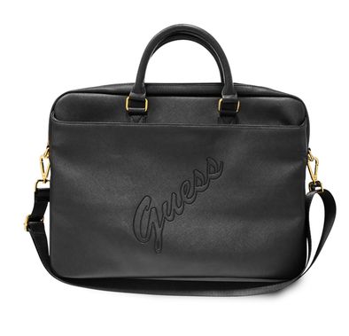 حقيبة كمبيوتر من سي جي موبايل غيس من مادة بولي يوريثان سيناريو سافيانو 15 بوصة مع حزام كتف قابل للتعديل متوافق مع ماك بوك ، حقيبة تخزين محمولة رفيعة وخفيفة الوزن ، غطاء واقٍ مع سحاب مناسب للخارج ، الأعمال ، المكتب ، المدرسة المرخصة رسميًا - أسود