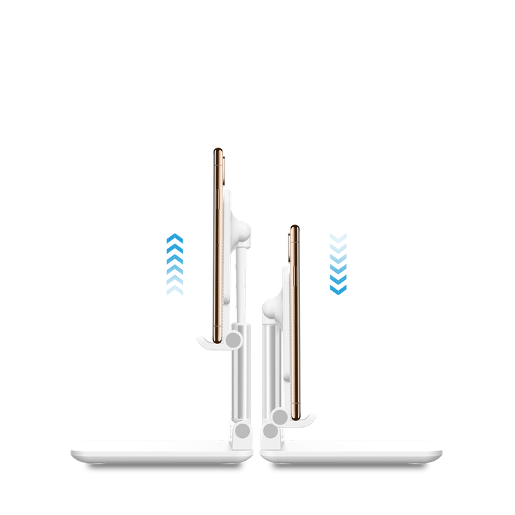 Devia Desktop Tablet Phone Stand, Adjustable, Lazy Stand, Anti-Slip Design, Safe & Secured, Portable Stand for Smartphones, Tablet, etc., Bedside, Office, Kitchen Table - White