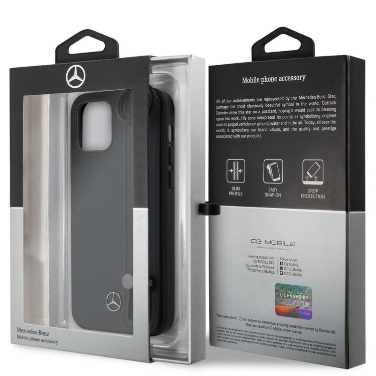 CG Mobile Mercedes-Benz Leather Case Hand Strap Compatible for iPhone 12 / 12 Pro (6.1") Shock & Scratch Resistant, Easy Access to All Ports, Drop Protection  - Blue