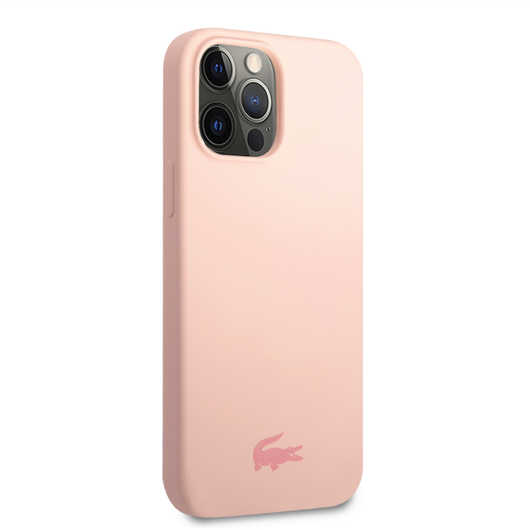 Lacoste Hard Case Liquid Silicone / Microfiber Glossy Printing Logo Compatible with iPhone 14 Pro - Pink