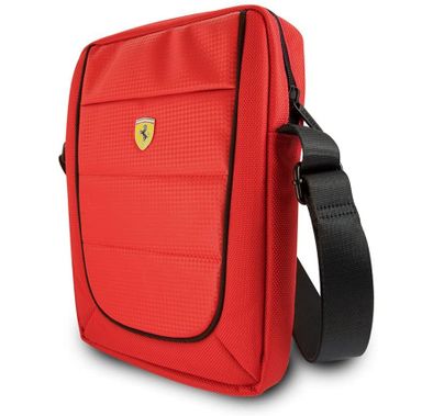 حقيبة تابلت سي جي موبايل فيراري سكوديريا مع أحزمة كتف قابلة للتعديل مقاس 8 بوصات مناسبة للخارج ، والأعمال ، والمكتب ، والمدارس ، وحقيبة رفيعة خفيفة الوزن ومرخصة رسميًا - أحمر