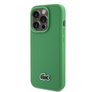 Lacoste HC MagSafe Iconic Petit Pique PU Woven Logo for iPhone 15 Series - Green - iPhone 15 Pro