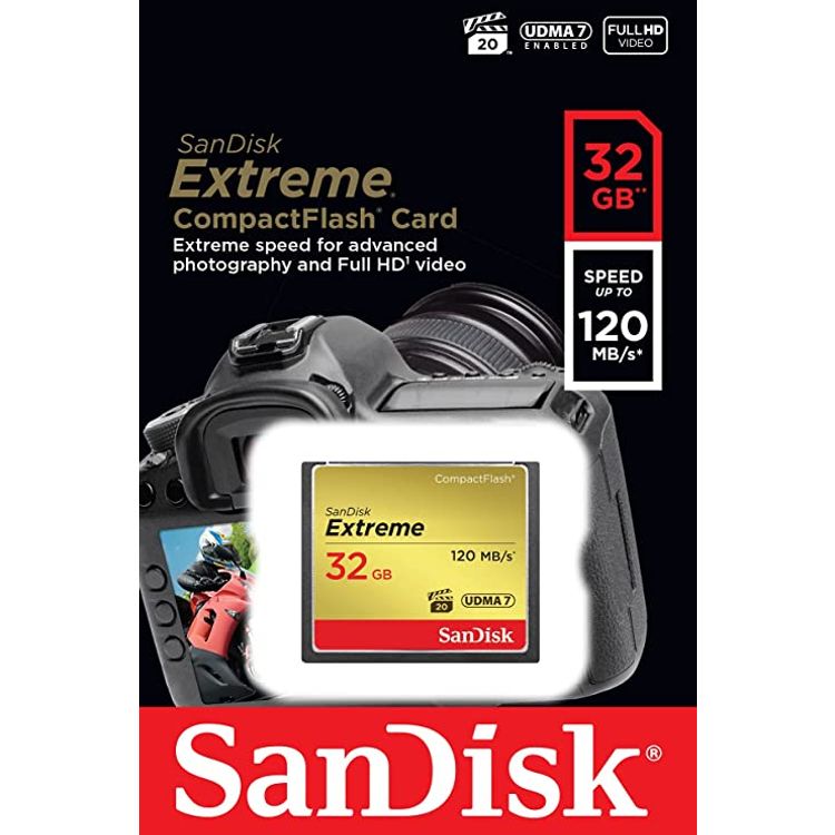 Sandisk Extreme 32 GB UDMA7 Card - SDCFXSB-032G-G46 - Gold