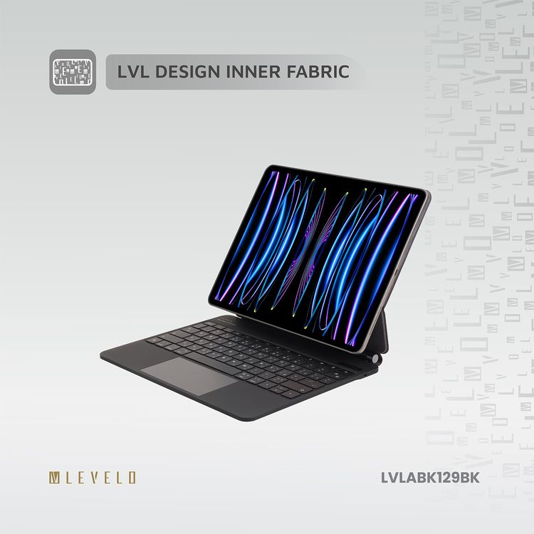 Levelo AeroBoard Saffanio Leather Wireless Keyboard for iPad Pro 11" & iPad Air 11" M3 (2025) with Multi-Gesture Trackpad, 300 Hours Standby Time, Up to 130° Adjustable Angle - Black